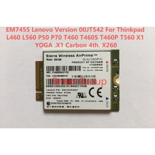 Unlocked EM7455 LTE CAT6 FRU 00JT542 for Thinkpad L460 L560 P50 P70 T460 T460S T460P T560 X1 YOGA X1 Carbon 4th, X260 JINYUSHI