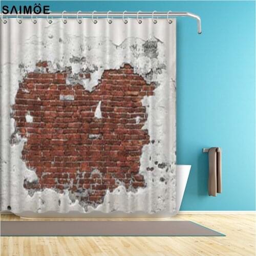 Retro Brick Wall Shower Curtain Bathroom Decoration Waterproof Fabric Polyester Bath Curtains Shower Sets