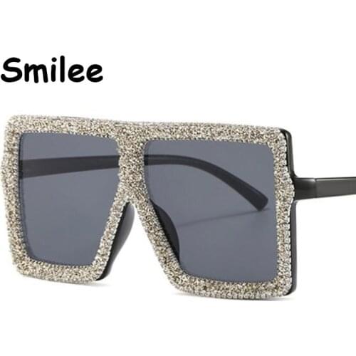 Big Black Square Sunglasses Women Vintage Oversized Shades Rhinestone Sun Glasses Woman 2020 Luxury Designer Large Eyewear UV400