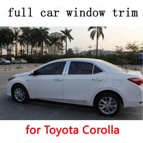 Car styling Car Exterior Accessories full Window Trim Decoration Strips for T-oyota Corolla 2014 Stainless Steel