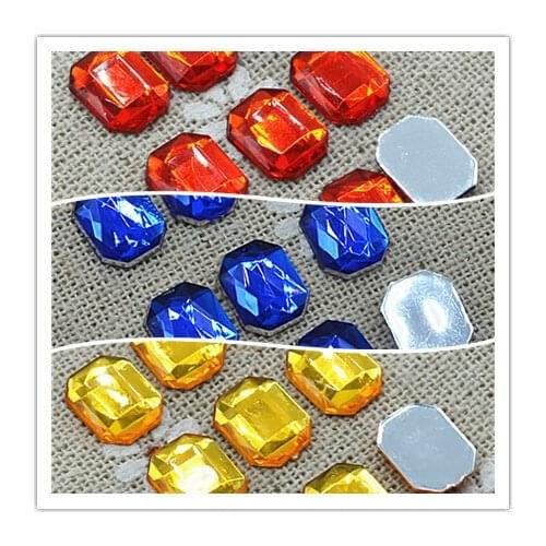 8*10mm 200pcs mix color rectangle acrylic flat back rhinestones free shipping