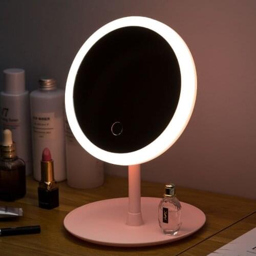 Led Light Makeup Mirror Storage LED Face Mirror Adjustable Touch Dimmer USB Led Vanity Mirror Table Desk Cosmetic Mirror