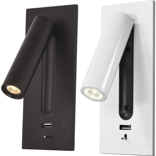 Tokili Modern USB Wall Sconces 5V 2A Dual Rocker Switches On/Off 10W LED Backlite 3W Adjustable Reading Spotlight Soft Healthy