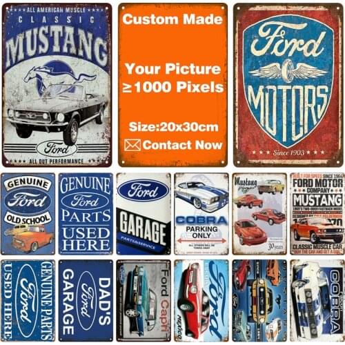 Custom Mustang Ford Pub Bar Decoration Tin Sign Shabby Chic Home Decor Plaque Metal Sign Wall Poster Vintage Decor Art Vintage