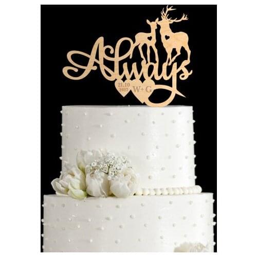 Always cake topper,deer wedding cake toppers with initial and date ,harry topper