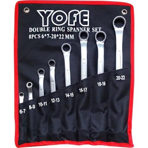YOFE 8pcs/set 6*7-20*22mm Double-headed Plum Wrench Double Offset Ring Spanner Universal Matt Plum Wrench Set Auto Repair Tools