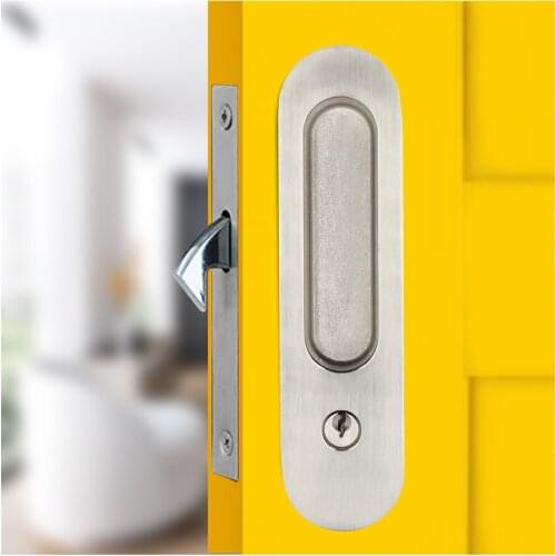 Hook Lock Latch for Door Sliding Door Lock Invisible Recessed Handle Latch with 3 Keys for Interior Doors