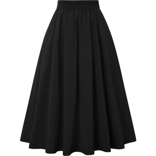High Waist Summer Pleated Skirts For Women 2020 Fashion Korean Style Casual Big Swing A-Line Long Skirt Female