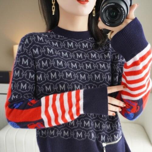 Autumn Winter Sweater Women Casual Woman Wool sweater Pullovers Striped Jumper Warm zipper Fashion Sweaters