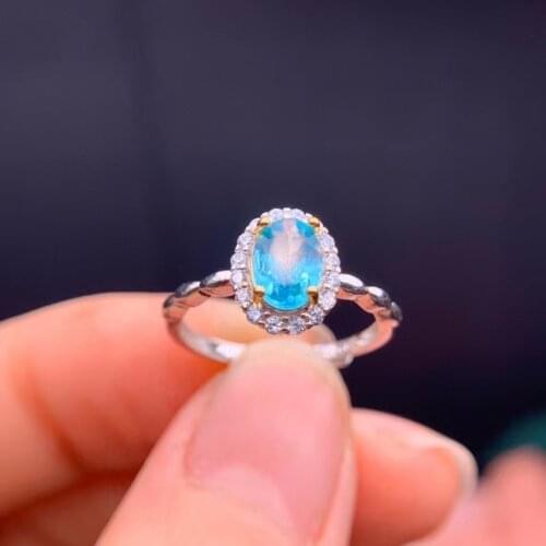 2020 new fashion clear sky blue Topaz ring for women real 925 silver natural gem new style birthstone blue color girl gift