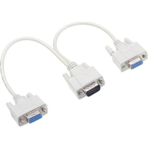 0.2m Durable VGA 1 Male to Dual 2 VGA Female Converter Adapter Portable Splitter Y Cable For Monitor