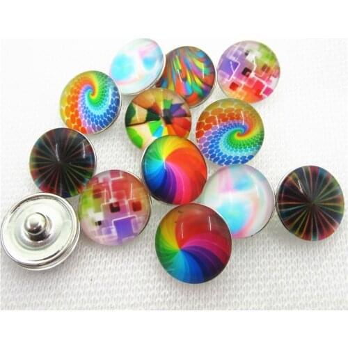 New Mix 10pcs Rainbow Snap Buttons 18mm Sports snap buttons Diy Snaps Jewelry Bracelet&bangles charms