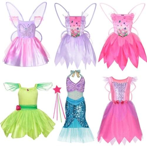 2Pcs Butterfly Wings Set Kids Girls Princess Fairy Costume Sleeveless Mesh Dress Glittery Wings Set Cosplay Clothes