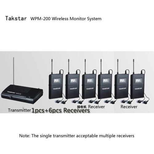 2017 UHF Wireless In Ear Stage Monitor System TAKSTAR In Ear Stage Wireless Monitor System 6 Receivers + 1 Transmitter WPM-200