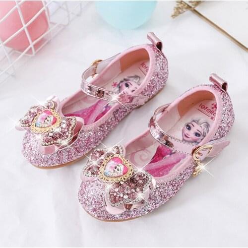 2021 Disney Frozen Elsa Girls Sandals Children Party Dancing Shoes Kids Princess Sandals Girls Shining Sandals Shoes for Girls