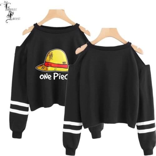 One-Piece Printing Off-Shoulder O-Neck Sweatshirts Women Fashion Long Sleeve Casual Japanese Anime Streetwear