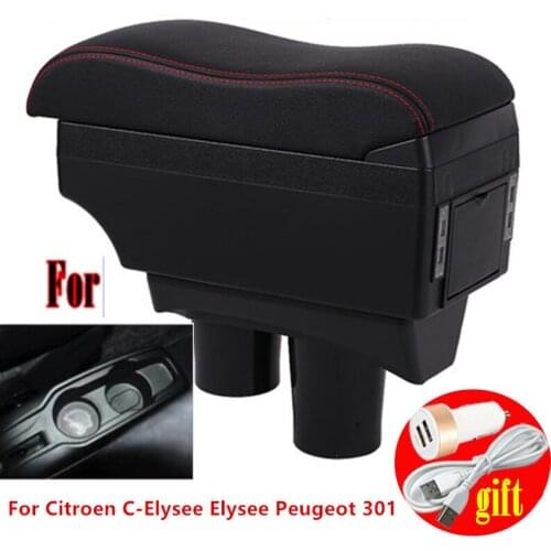 For Citroen C-Elysee Elysee Peugeot 301 armrest box central Store content Storage box USB interface