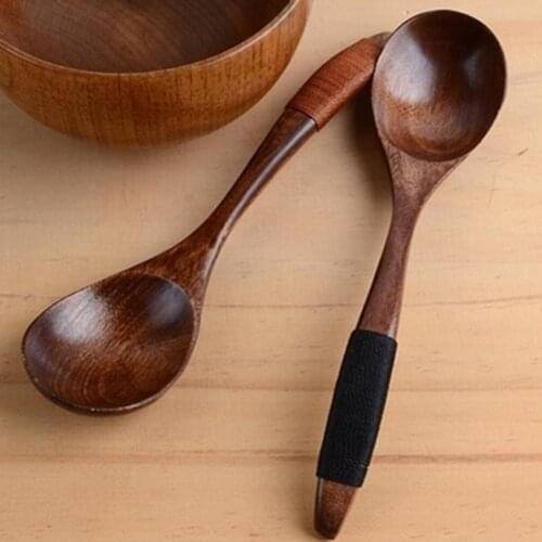 Wooden Spoons Large Long Hand Spoon Kids Spoon Wood Rice Soup Dessert Spoon Bamboo Kitchen Cooking Utensil Tool Tablewar 17cm