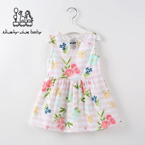 Baby Dresses Kids Girl Sleeveless Flower Print Cotton Floral Dress Baby Girl Spring Summer Dresses For Girls Kids Clothes