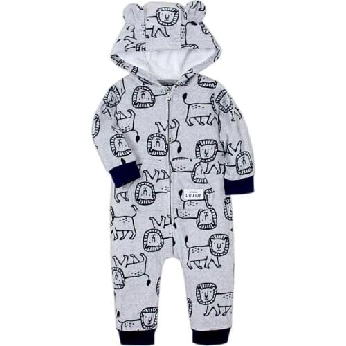 2019 New Winter Warm Infant Hooded Floral Cartoon Stripe Baby romper Fleece Newborn Baby Pajamas Sleepwear Playsuit