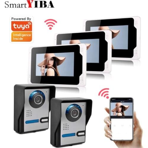 Tuya APP control 7inch Wired Wifi Video Door Phone Doorbell Intercom System with Door Access Control System