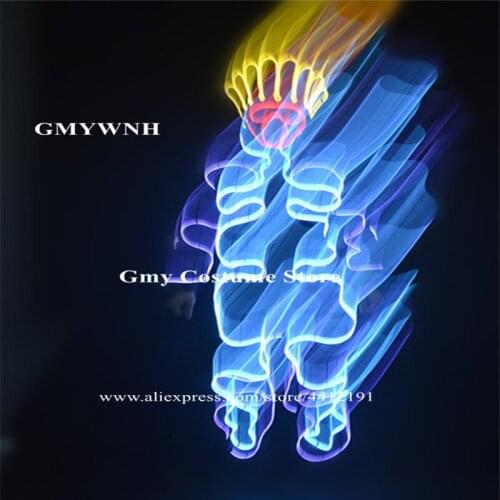 EC95 EL coldwires luminous dj outfits catwalk performance show clothe wears party luminous led costumes stage robot men suit bar