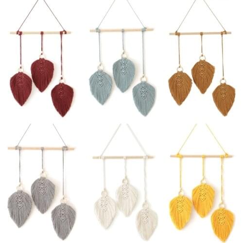 Elegant Hand-woven Tassels Leaves Tapestry Bedroom Wall Hanging Pendant Art Wall Accents Decor Tassel Crafts Chic Boho