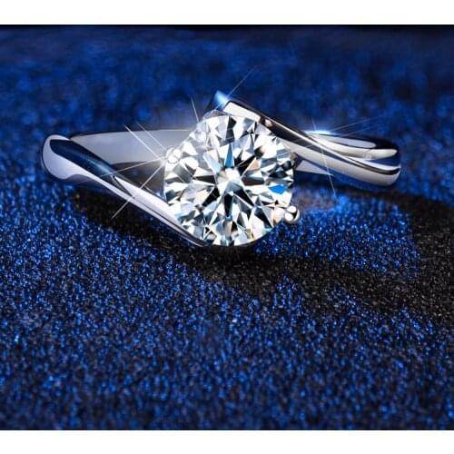 2021 Classic 1CT 0.5CT womens 925 sterling Silver Moissanite Ring Diamond Jewelry for women,Angel kiss Style