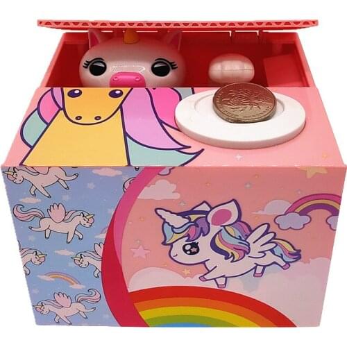 Stealing Money Pink Pony Piggy Bank Childrens Cartoon Electric Piggy Bank Piggy Bank Childrens Birthday Gift Home Decoration