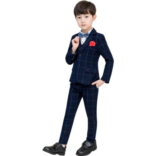 Formal Childrens Suits Sets Flower Boys New Years Day Performance Dress Wedding Costume Kids Tuxedo Vest Shirts Pants Bowtie