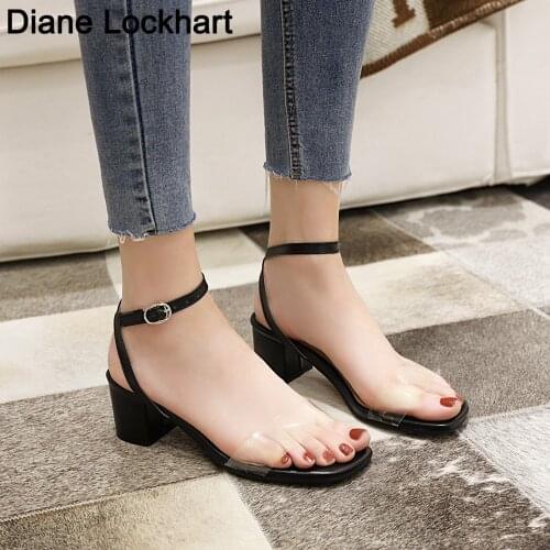 Summer Women Thin High Heels Shoes Sandals Transparent Gladiator Ankle Strap Sexy Pump Female Party Wedding Ladies Small Size 31