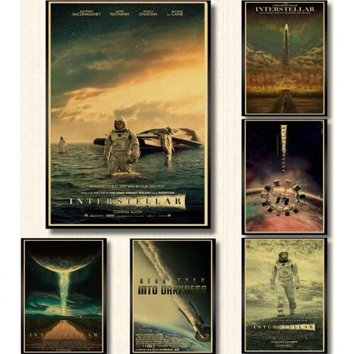Classic Movie Interstellar Poster Matthew McConaughey Retro Posters and Prints Kraft Paper Home Room Decor Film Wall sticker
