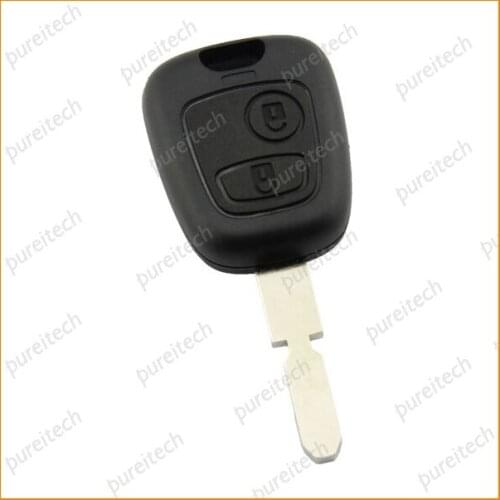 PREISEI 10pieces/lot With Logo 2 Buttons car remote key blanks custom fobs for peugeot 406 car Key Replacements