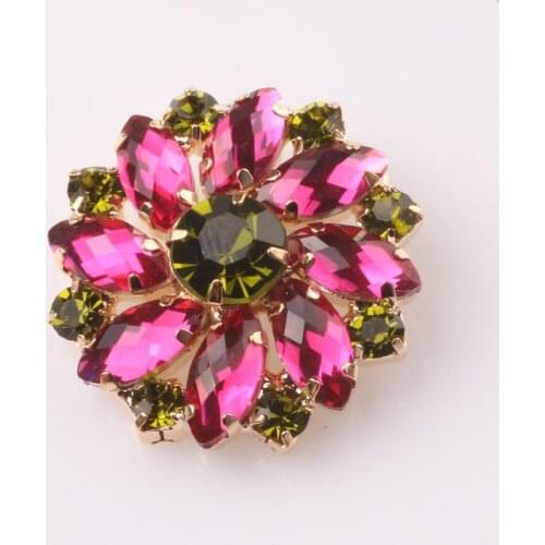 Hot 5pcs/lot 30mm Wine Red Floral Acrylic buttons/ Diamante rhinestone button DIY for Wedding Decoratio sewing Clothing buttons