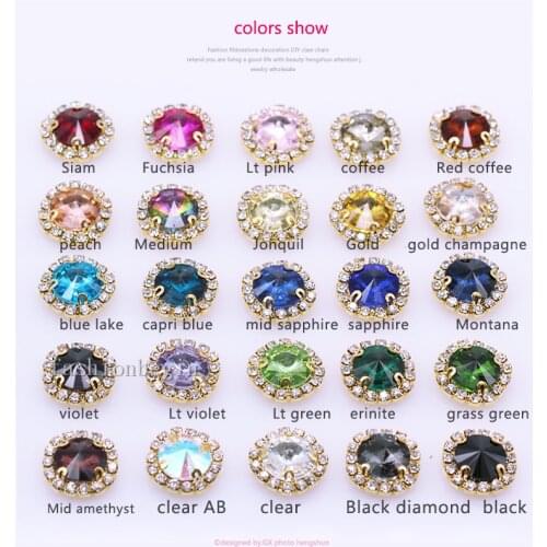 Top Sparking 12p 12mm round sewing glass crystal stone flatback sew on rhinestone jewel beads button for diy garment accessories