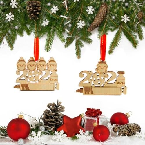 Wooden Christmas Tree Ornaments 2021 Quarantine Survivor Family DIY Wood Crafts Christmas Decorations Gifts Home Decor