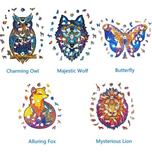 Unique Shape Wooden Animal Puzzles for Adults DIY Puzzle Animal Shaped Puzzles Gifts for Kids Jigsaw Puzzle