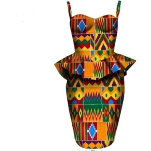 Stock Size Low Price African Dress Plus Size 2 Pieces African Print Dashiki Shirt Skirt Set Femme Africa Clothing WY1390