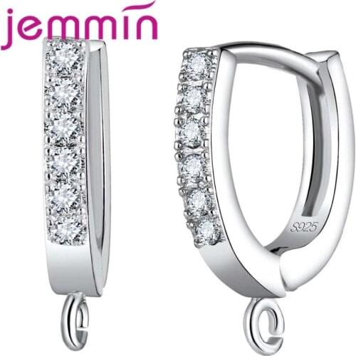 Classic Simple Hoop Earrings for Women Girls Best Gift 925 Sterling Silver Crystal Jewelry Accesspries for Wedding Party