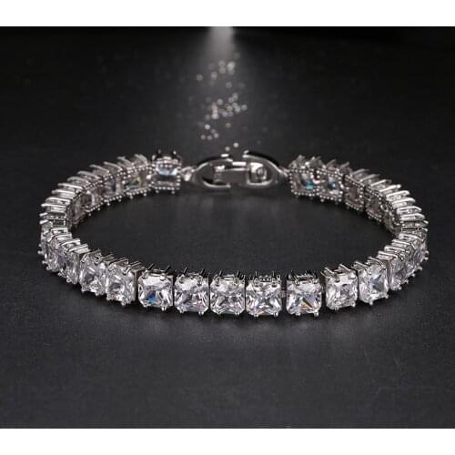 Emmaya 2017 New Arrivel Bracelets for Women Ladies Shining 6mm Square AAA Cubic Zircon Crystal Jewelry Gift Party Wedding