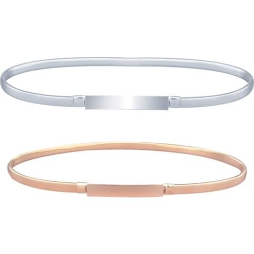 2021 Hot Sales New Women Metal Belt Chain Fashion Metal Buckle Thin Elastic Waist Gold/sliver Women Skinny Belt Chain