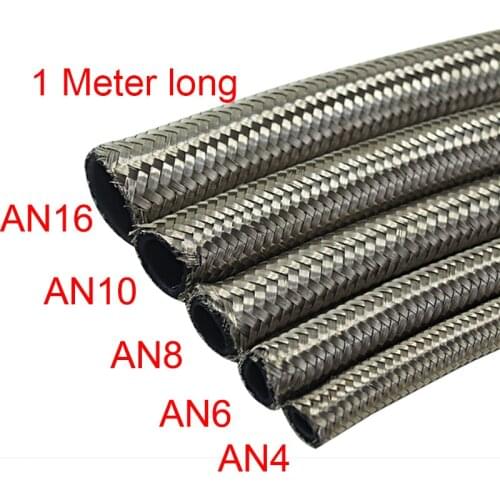 1M Nylon Steel Braided Brake Gas Oil Fuel Line Hose AN4 AN6 AN8 AN10 30MPa