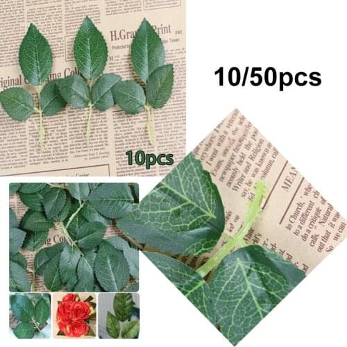 10/50 Pieces Silk Roses Leaf Diy Gifts Box Wedding Decorative Flowers Wreaths Christmas Decorations for Home Artificial Leaves