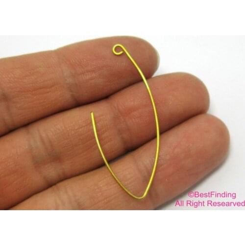 100pcs Brass ear wire 42mm Raw brass earring findings R476