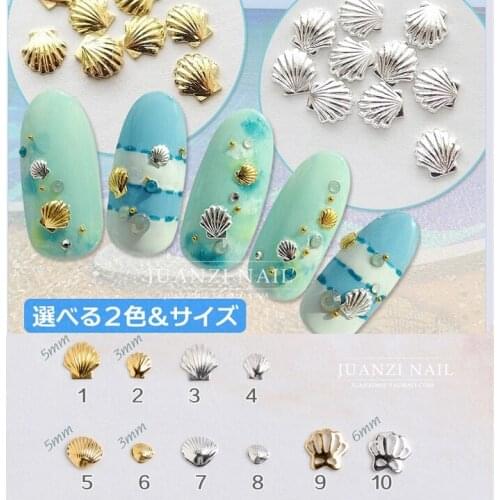 20% OFF 2000PCS/Pack Gold Silver 3d Metal Sea Shell Beads Nail Art Rhinestone Studs Spike Nail Tips Stickers Accessories