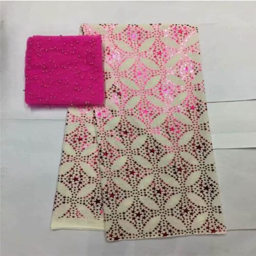 2021 Fashion high quality cotton printing gold fabric 5 + 2 yards with tissu ladies wedding dress sewing material! LXF3.375