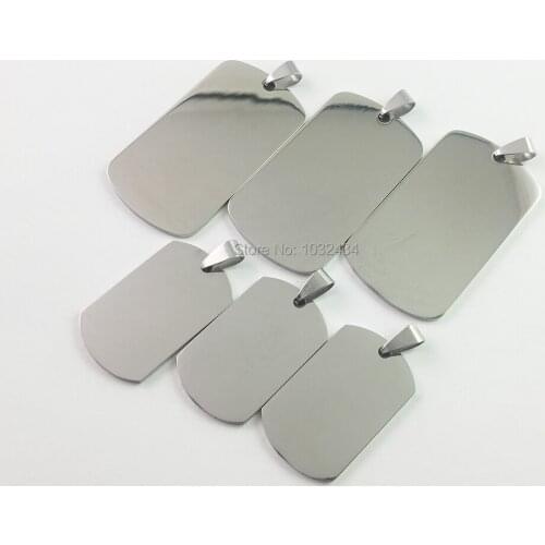 30pcs/lot Personalizes Military Army Style Polished Dog Tag Men Women Stainless Steel Pendant Necklace DIY Gift