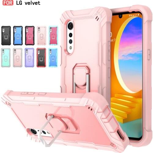 360 Full Hybrid Tough Armor Shockproof Case For LG Velvet Case Luxury Anti-Knock Finger Ring Stand Cover For LG Velvet Coque