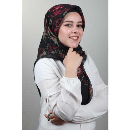 BAYSEM PATTERNED LINEN FLAMLI SCARF-KANEVİÇE DESEN-05 - RENK-04