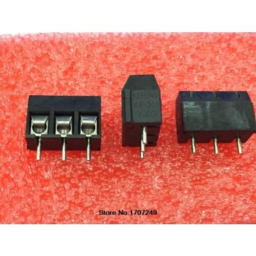 Free Shipping 100PCS Black KF301-5.0-3P KF301-3P KF301 "-" Screw 5.0mm Straight Pin PCB bloco terminais Block Connector ROHS